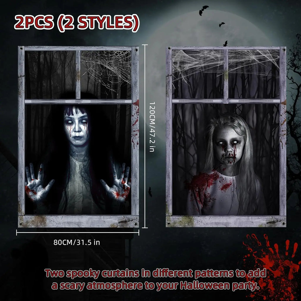 Lot de 2 rideaux fantômes d'Halloween